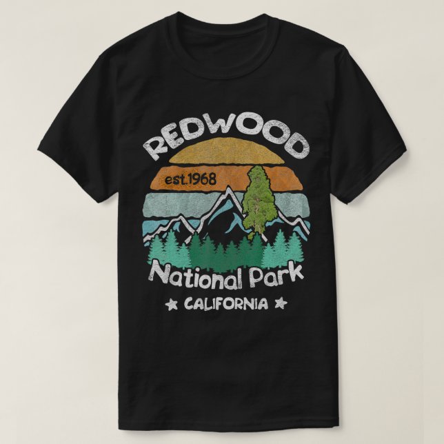 T-shirt Redwood California US National Park Camping Randon (Design devant)