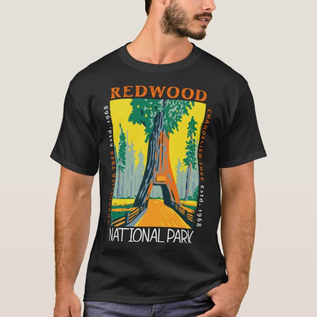 T-shirt Redwood National Park Chandelier Arbre déprimé V (Devant)