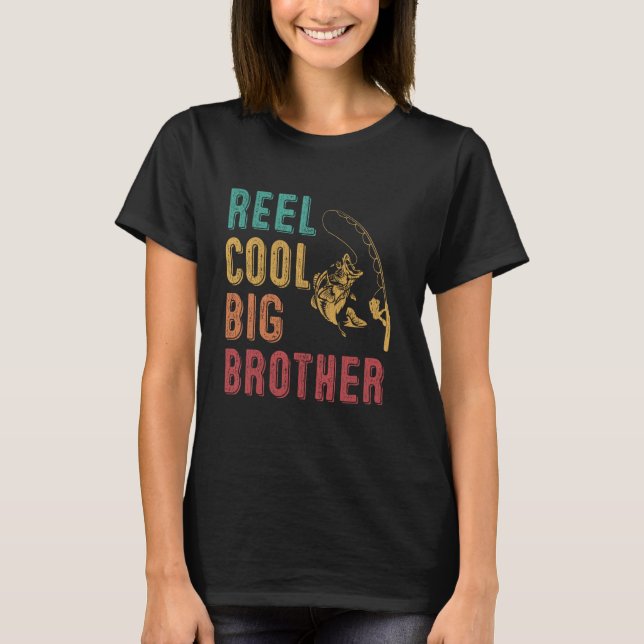 T-shirt Reel Cool Big Brother Funny Matching Famille Pêche (Devant)