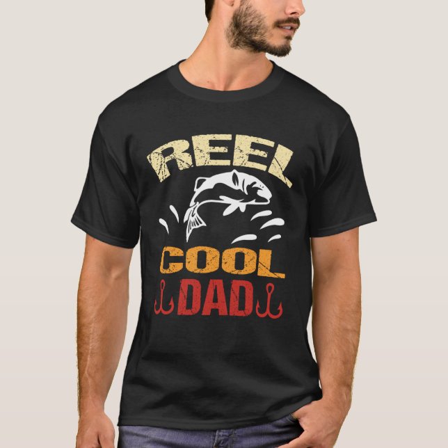 T-shirt Reel Cool Dad Dead Fishing Walking Dog Wet Fly Beg (Devant)