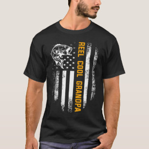 T-shirt Reel Cool grand-père Drapeau Vintage Pêche Da du P
