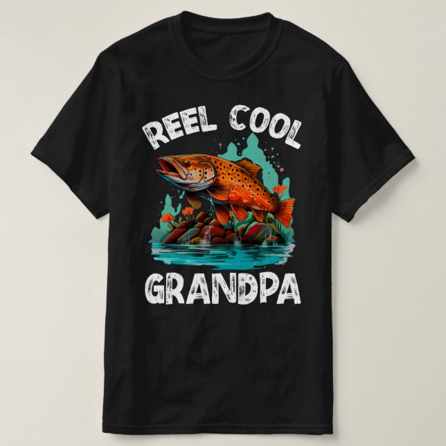 T-shirt Reel Cool Grandpa Mens Funky Fishing (Design devant)