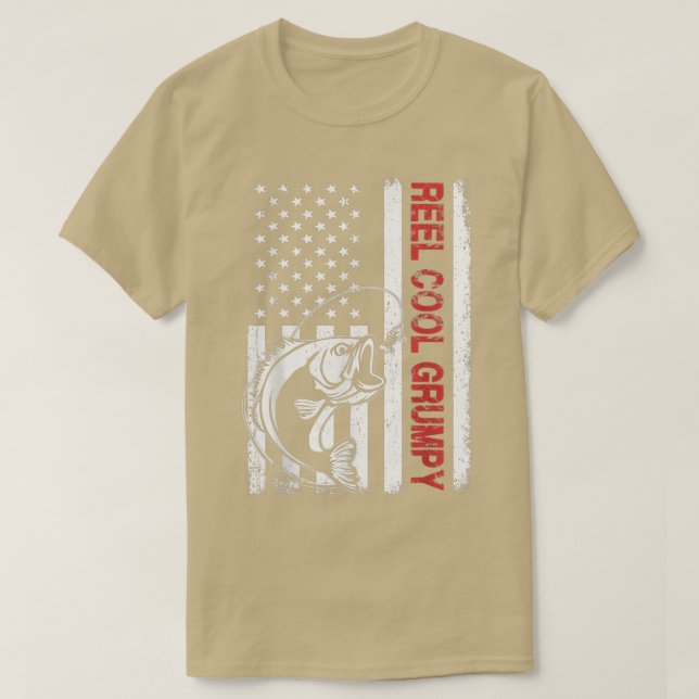 T-shirt Reel Cool Grumpy USA Drapeau Fête des pères de pêc (Design devant)