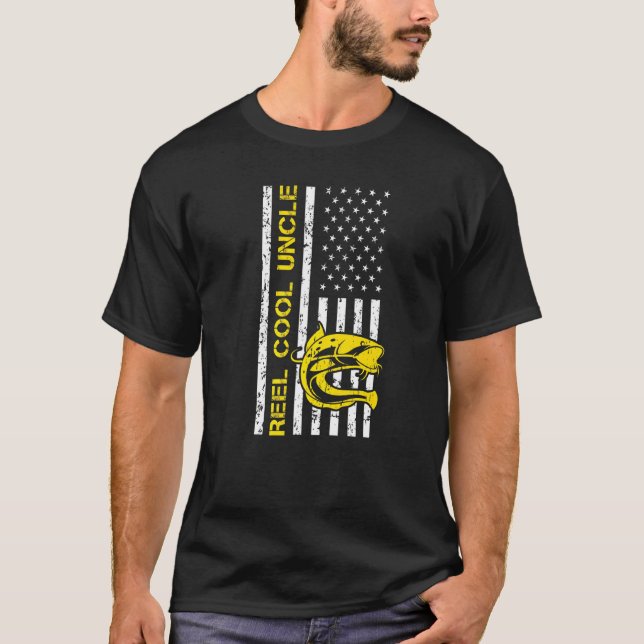 T-shirt Reel Cool Oncle Poisson Usa Drapeau Pêche (Devant)