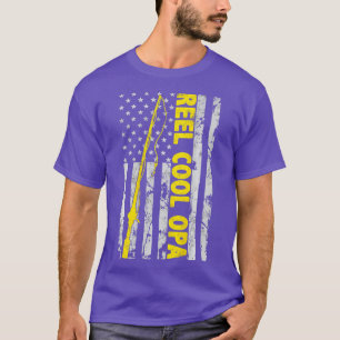 T-shirt Reel Cool Opa Fishing Drapeau Américain Papa Cadea