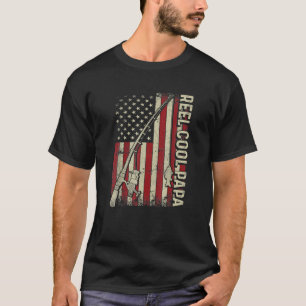 T-shirt Reel Cool Papa Américain Drapeau Famille Père Pêch