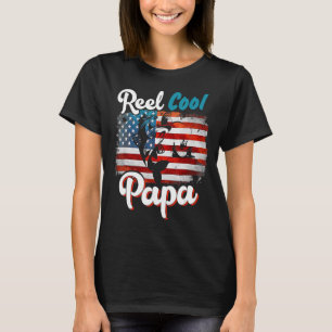 T-shirt Reel Cool Papa American Flag Fête des pères de pêc