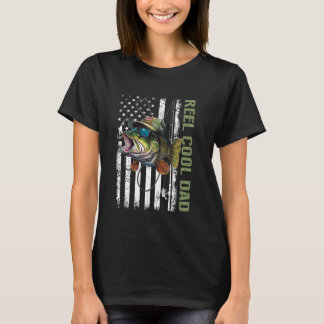T-shirt Reel Cool Papa Camouflage American Drapeau Drôle D
