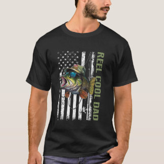 T-shirt Reel Cool Papa Camouflage American Drapeau Drôle D