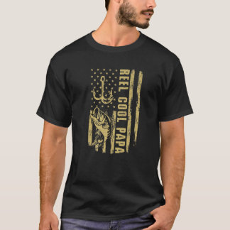 T-shirt Reel Cool Papa Poisson Drapeau Américain Papa Plai