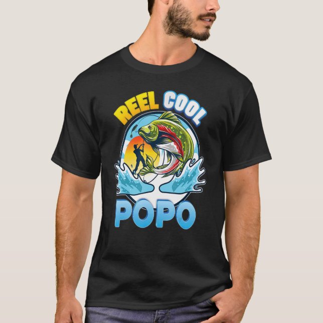 T-shirt Reel Cool Popo Pêche Papa Père Day Papa Papa Papa  (Devant)