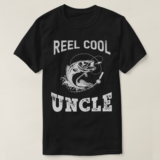 T-shirt reel cool Uncle fisherman father's day Fishing gif (Design devant)
