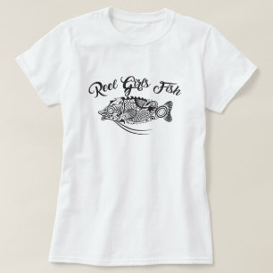 T-shirt Reel Girls Fish Women's 3/4 Sleeve Raglan