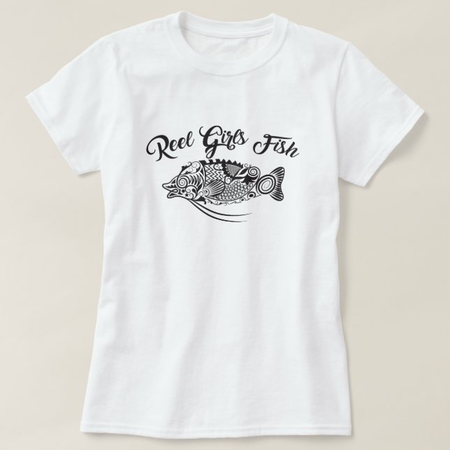 T-shirt Reel Girls Fish Women's 3/4 Sleeve Raglan (Design devant)