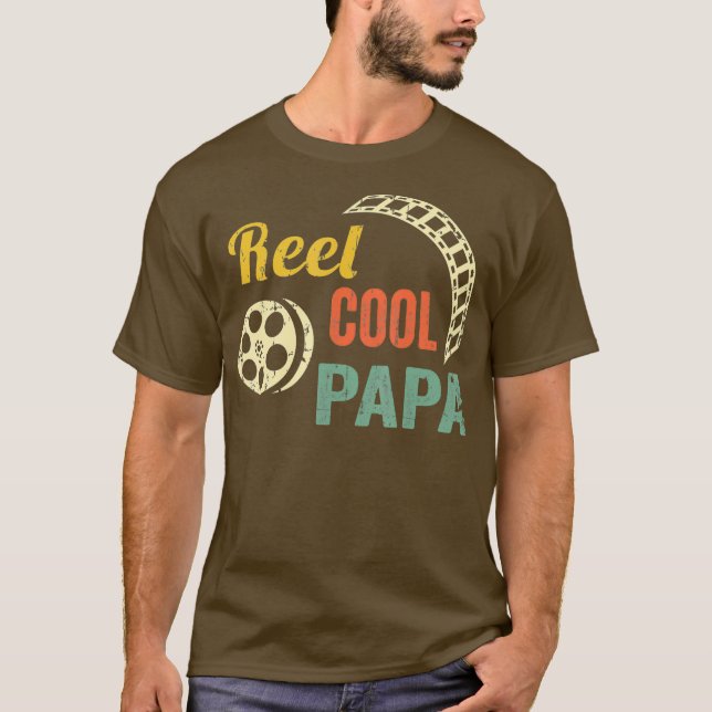 T-shirt Reel Papa Cool Movie Lover Projectioniste Cadeau (Devant)
