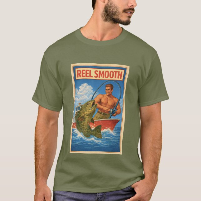 T-shirt Reel Smooth Fisherman Retro Nautical Salty Fishing (Devant)
