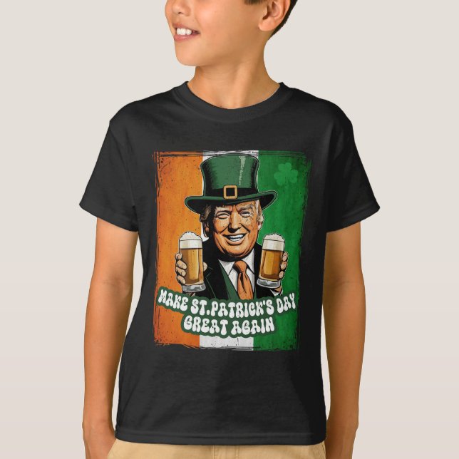 T-shirt Refaire la Saint-Patrick avec humour Trump  (Devant)