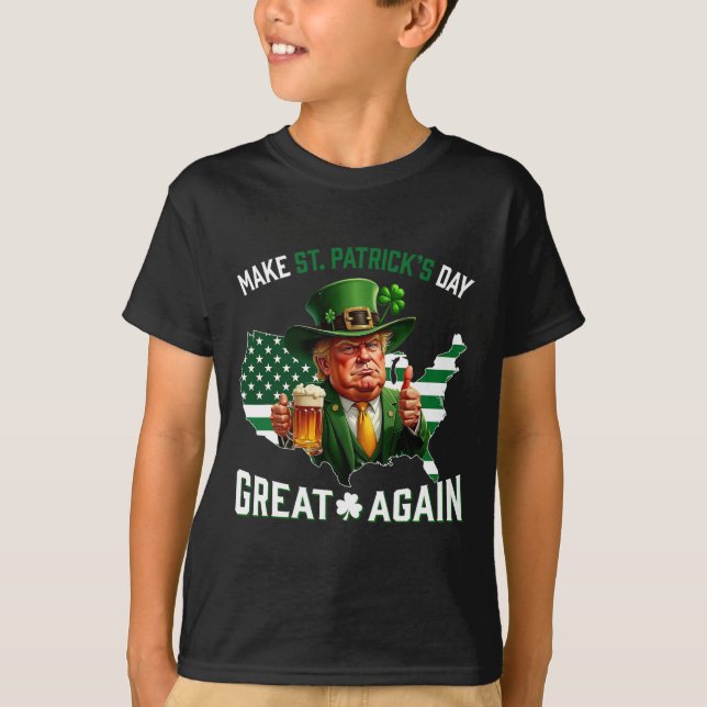 T-shirt Refaire la Saint-Patrick Grande Encore Trump Trèfl (Devant)