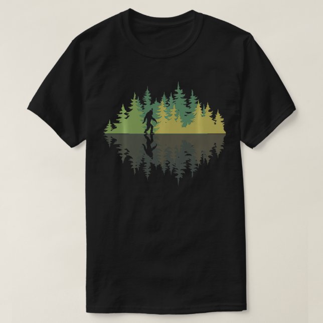 T-shirt Reflection Forest Trees Sasquatch Conspiracy Yeti  (Design devant)