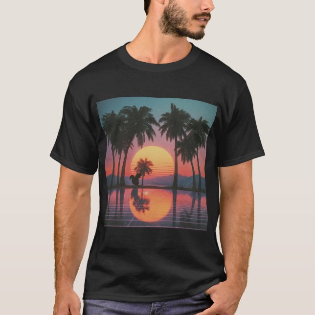 T-shirt Reflets du coucher de soleil avec écureuil (Devant)