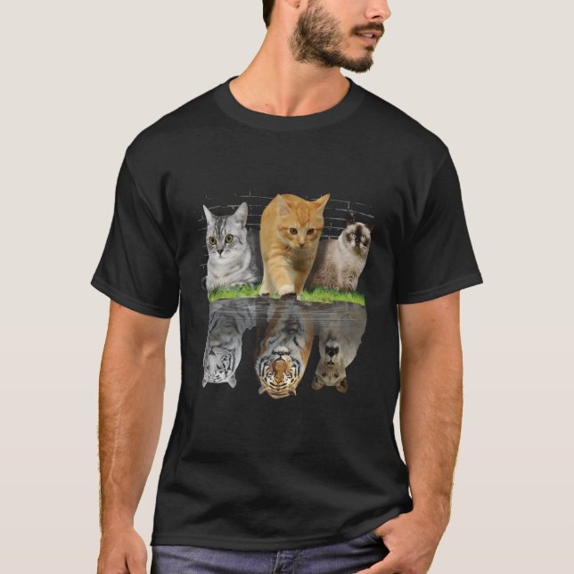 T-shirt Réflexion de chats amusants (Devant)