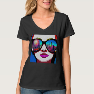 T-shirt Réflexion de la ville dans lunettes de soleil femm