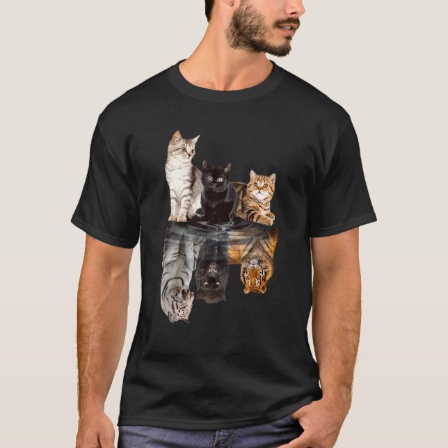 T-shirt Réflexion des chats Miroir Cheetah Tiger Puma Cat (Devant)