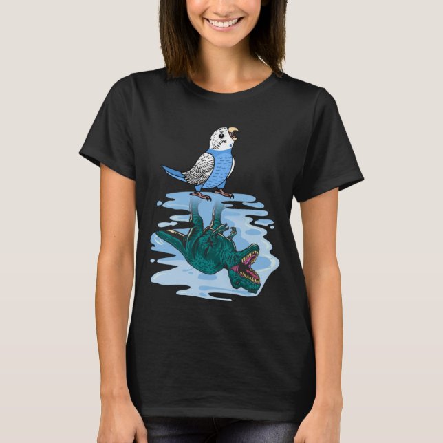 T-shirt Réflexion Perroquet & Rex I Blue Budgie Budgerigar (Devant)