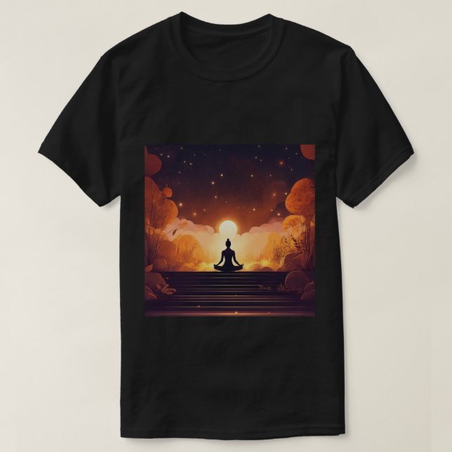 T-shirt Réflexions Zen : Méditation Bouddha Plan Collecte (Design devant)
