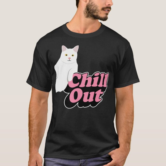 T-shirt Refroidissement - Chat Rétro Chillin En Rose Et (Devant)