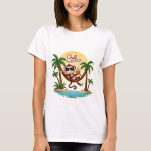 T-shirt Refroidissement sur les arbres Singe Cartoon Tee