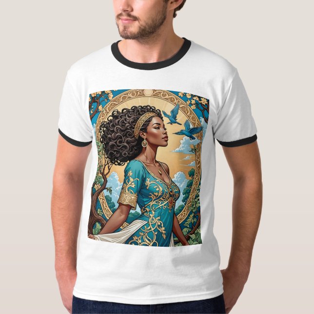 T-shirt Regal Black Queen Art Nouveau (Devant)