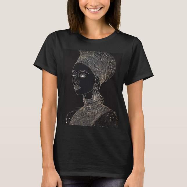T-shirt "Regal Majesty : Abstrait Line Dessin Black Queen (Devant)
