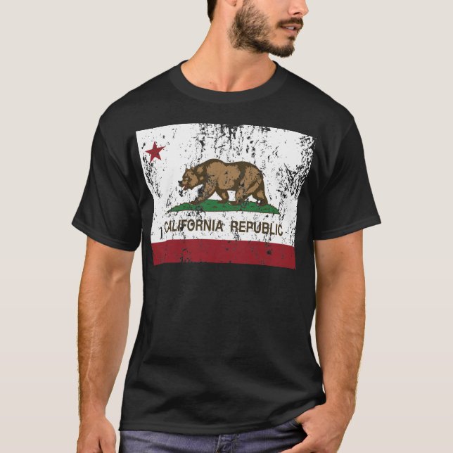T-shirt Regard affligé par drapeau de République de la (Devant)