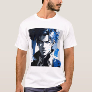 T-shirt Regard Bleu – Portrait Stylisé en Peinture et Mouv