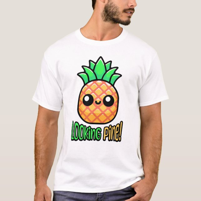 T-shirt Regarde Pine ! Pun à ananas mignon (Devant)