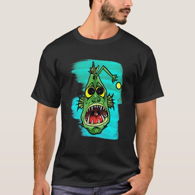 T-shirt Regarder Le Pêcheur Avec Lampe Pour Pêcher En Mer (Devant)