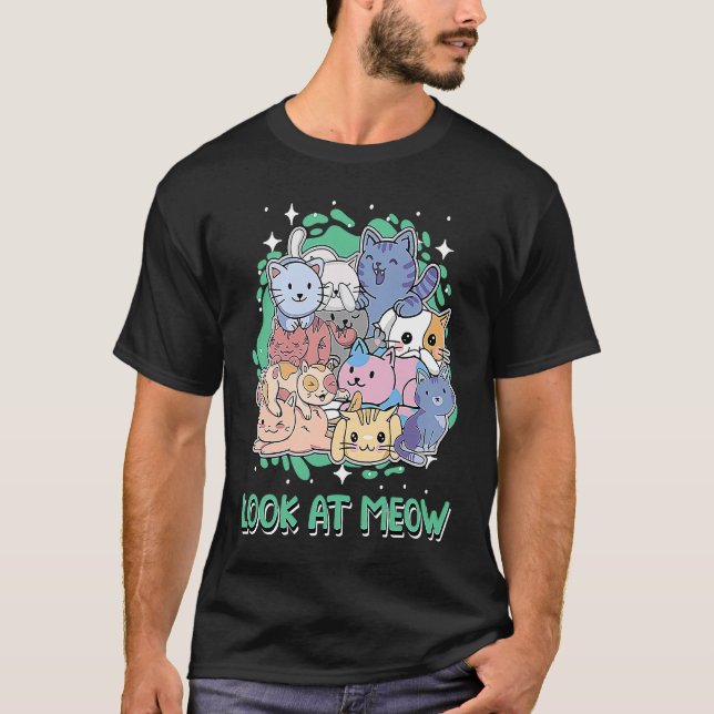 T-shirt Regardez Cat Mom Couples Cat Dad   Chat (Devant)