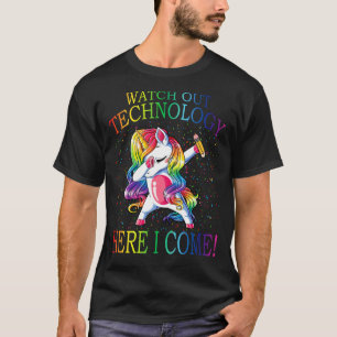 T-shirt Regardez la technologie ici je viens Unicorn retou