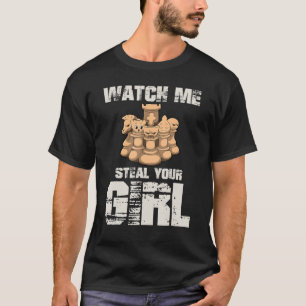 T-shirt Regardez-moi voler votre fille À damiers jeu d'éch