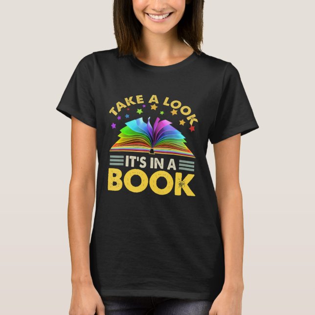 T-shirt Regardez Son Dans Un Livre Lecture Retro Rainbow V (Devant)