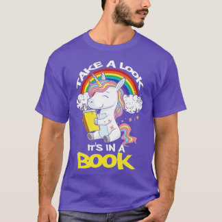 T-shirt Regardez Son Dans Un Livre Rainbow Unicorn Lecture