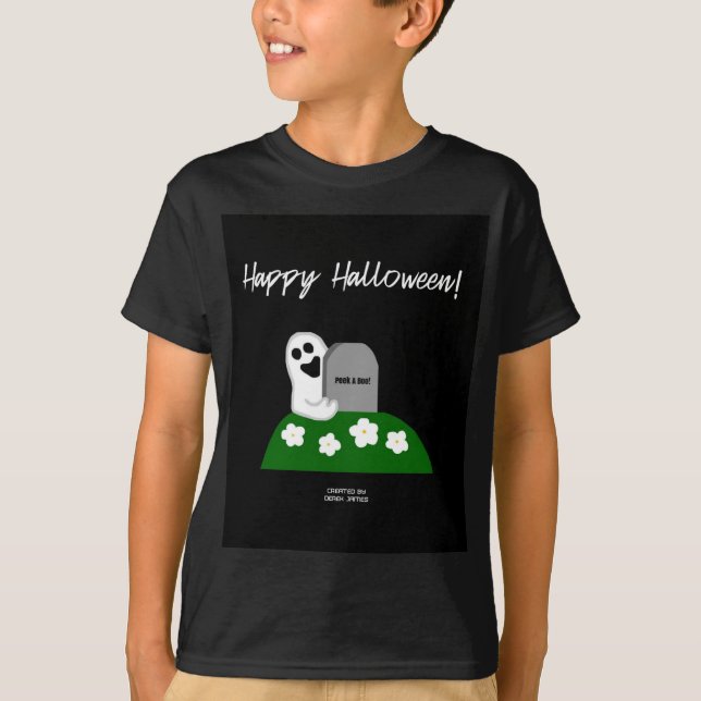 T-shirt Regardez Un Boo Ghost Boys Black Basic T Shirt (Devant)