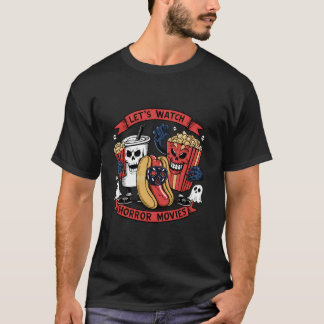 T-shirt Regardons Horror Movies Hotdog Popcorn Dragon Hall