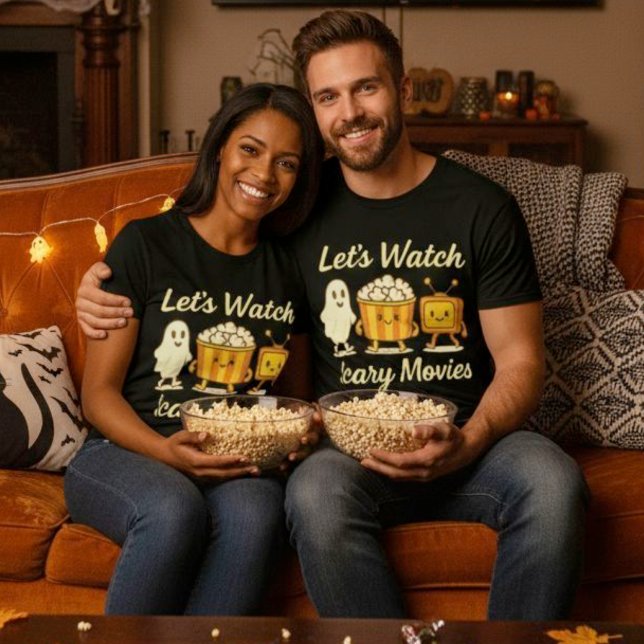 T-shirt Regardons les films effrayants Ghost Halloween Kaw (Let’s Watch Scary Movies Ghost Halloween Kawaii T-Shirt.)