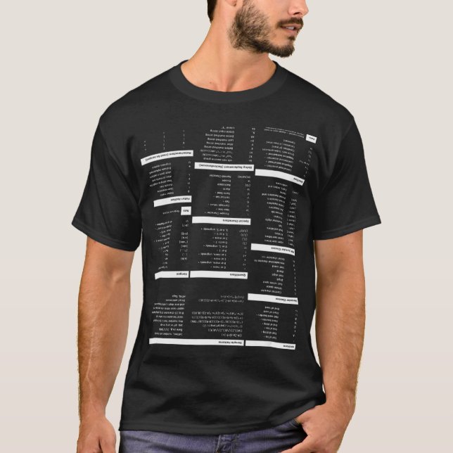 T-shirt RegEx Cheat Sheet  for Programmers  (Devant)
