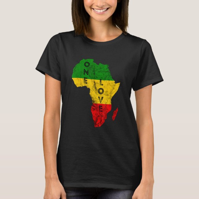 T-shirt Reggae Afrique Carte Rasta Regae Musique Rastafari (Devant)