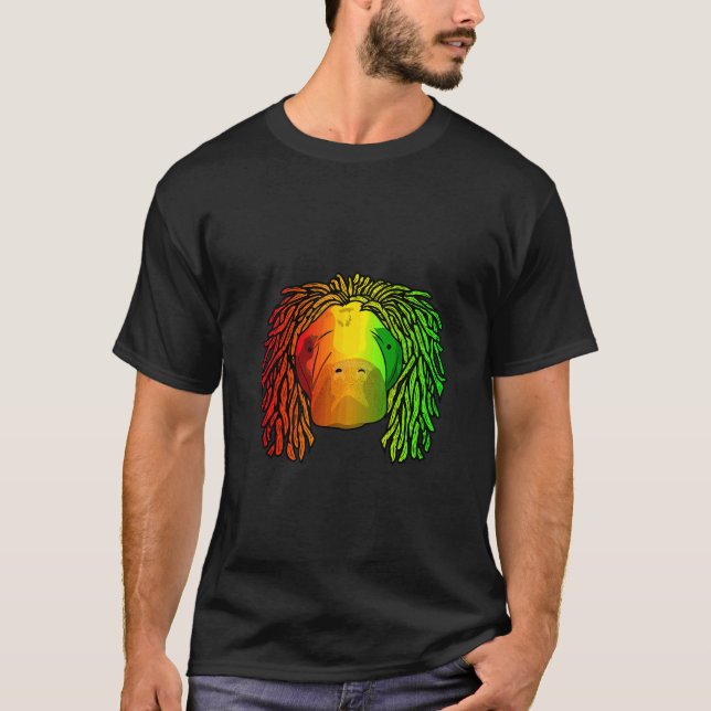 T-shirt Reggae Cool Manatee Dreadlocks Dreadlocks Rasta (Devant)