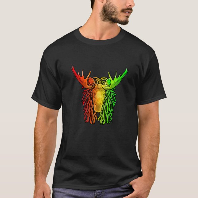 T-shirt Reggae Cool Moose Dreadlocks Rasta Dreads Rastafar (Devant)