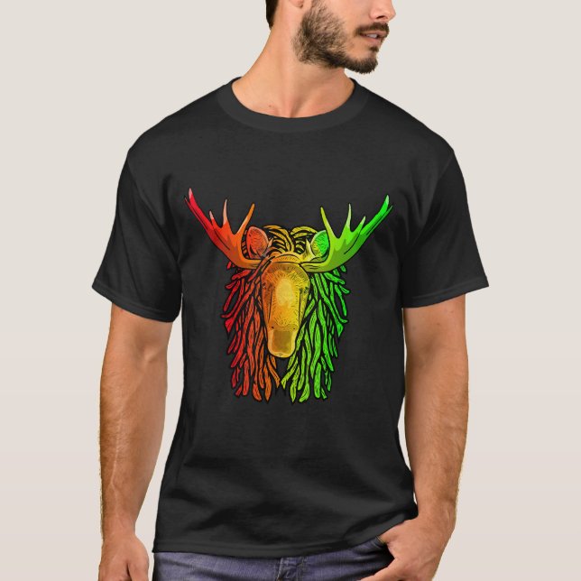 T-shirt Reggae Cool Moose Dreadlocks Rasta Dreads Rastafar (Devant)